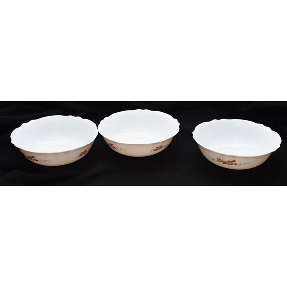 Arcopal France Florentine 6¼” Coupe Cereal soupBowl Pink Flowers - 3 pc (#1) - Picture 3 of 6